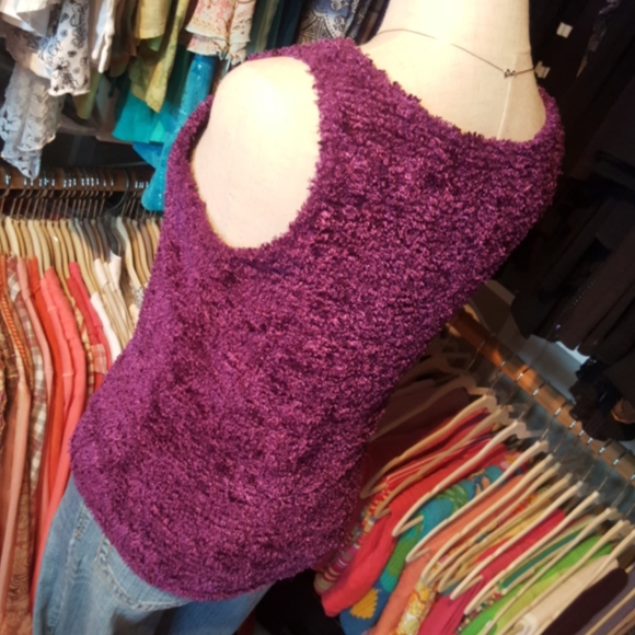 ORANGE USA ♡ Truly Gorgeous Vintage Extremely Soft Purple Knit Sleeveless Top L - Picture 8 of 14